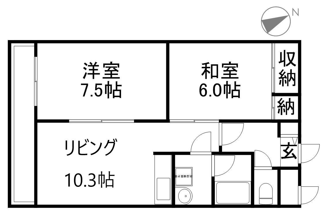 アンジーたかつビル(2LDK/3階)の間取り写真