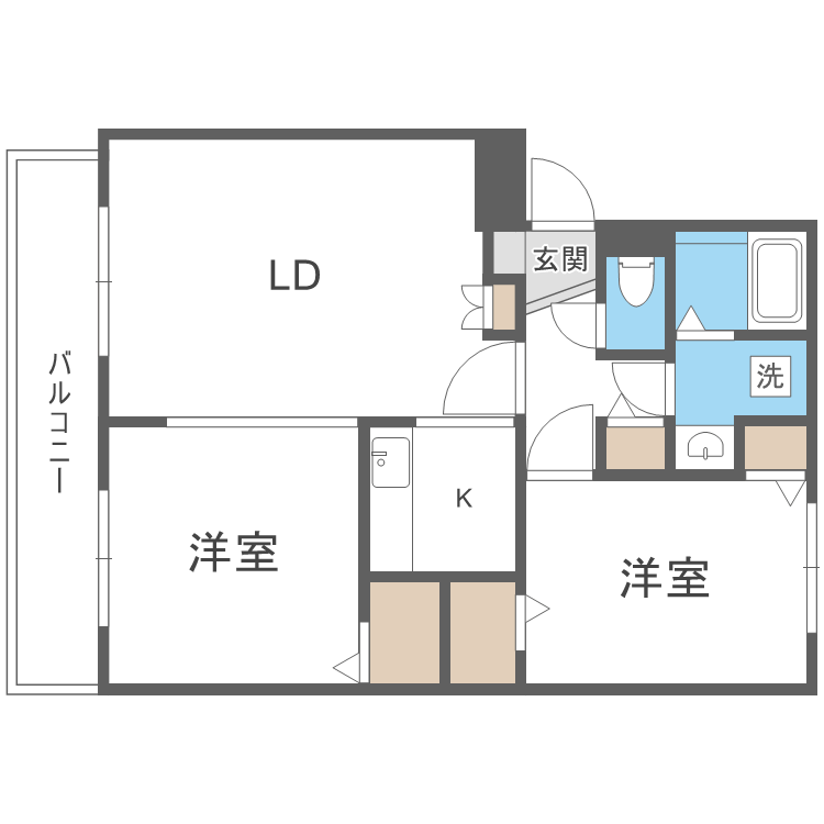 パークハイツI(2LDK/4階)の間取り写真