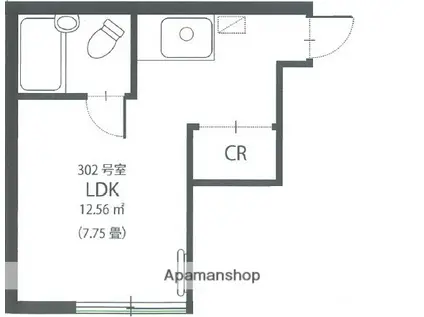 田淵ハウス(ワンルーム/3階)の間取り写真