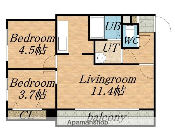 エミュー麻生(2LDK/10階)の間取り写真