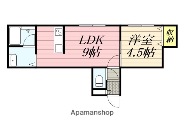 ベルローズ元町(1DK/1階)の間取り写真