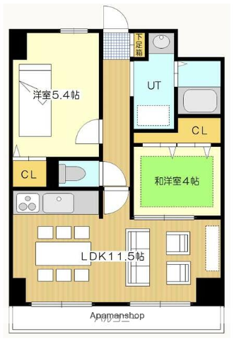 アクロビュー北大前(2LDK/7階)の間取り写真