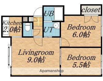 サンコートみかみ(2LDK/2階)の間取り写真