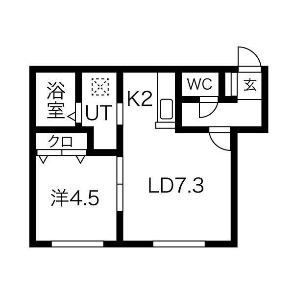 グラチェ(1LDK/2階)の間取り写真