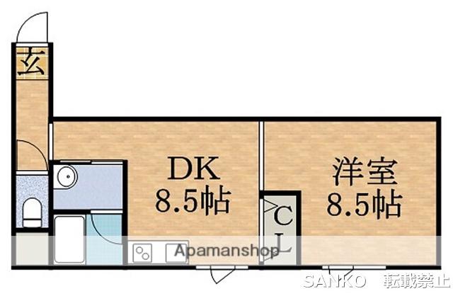テンテラス(1LDK/2階)の間取り写真