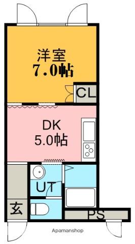 テンテラス(1DK/3階)の間取り写真