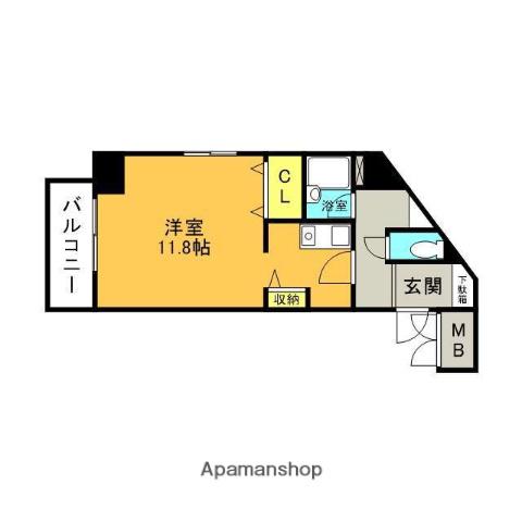 レジデンスエマノール17(1K/8階)の間取り写真