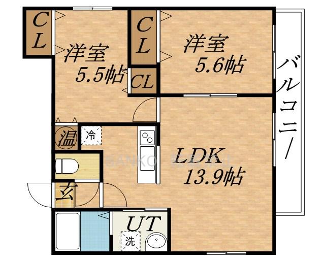 ルファールN25(2LDK/3階)の間取り写真