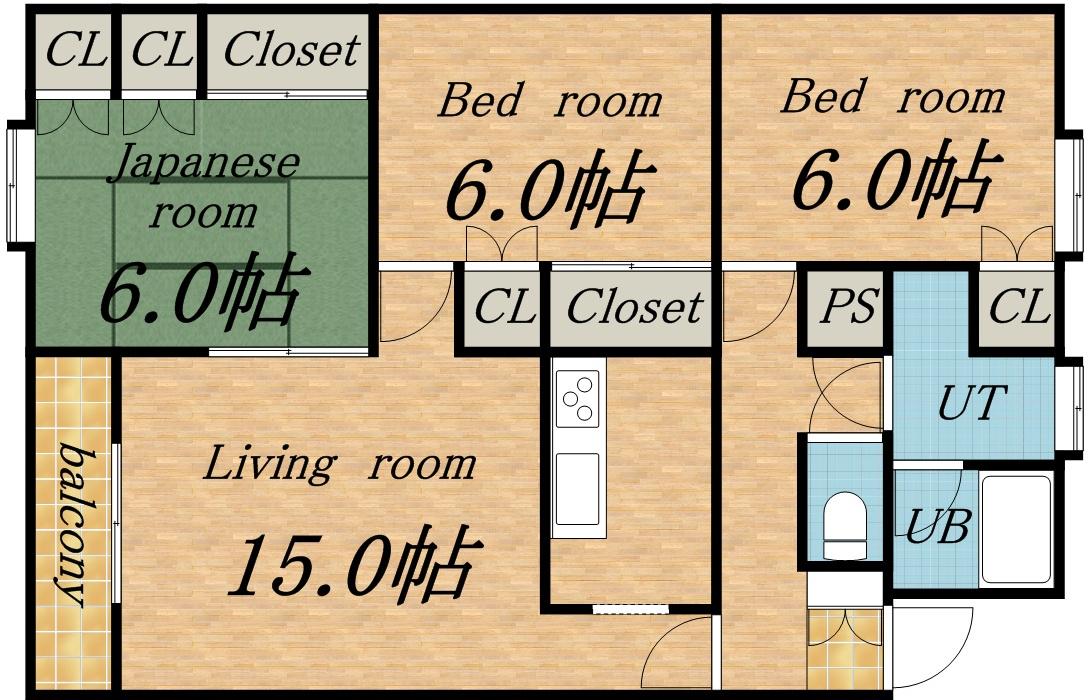 ハイツミウラ(3LDK/2階)の間取り写真