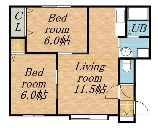 メゾン草笛(2LDK/2階)の間取り写真