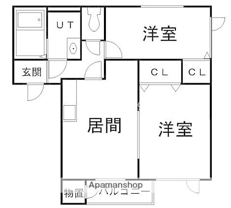 ノース季実の里Ⅴ(2DK/2階)の間取り写真