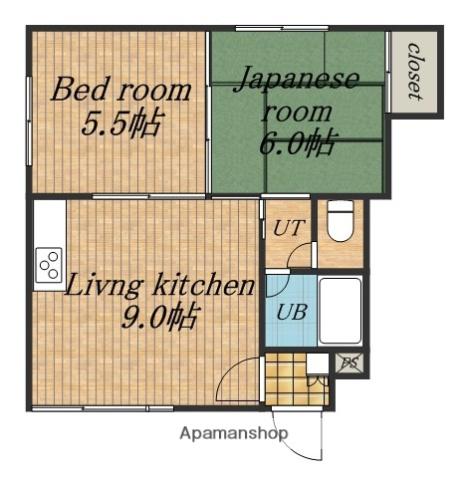 第3パレス日成(2DK/1階)の間取り写真