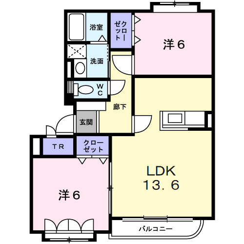 パルコ・ヴィアーレ(2LDK/3階)の間取り写真