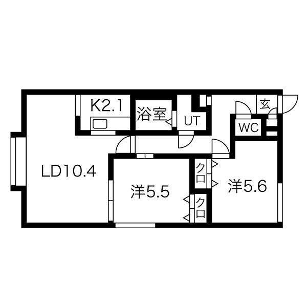 レタドール8ー4(2LDK/2階)の間取り写真