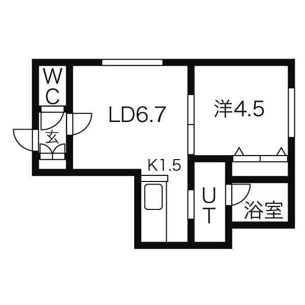 ハピネス北21条(1LDK/2階)の間取り写真