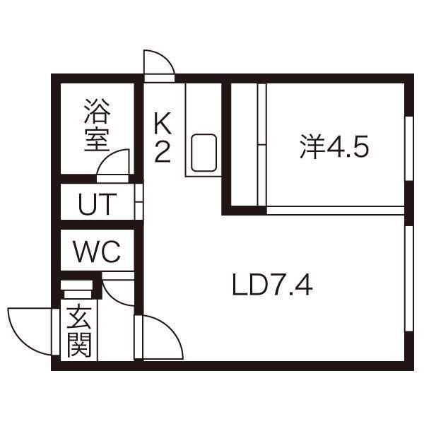 アーバンテラス北26条2(1LDK/4階)の間取り写真