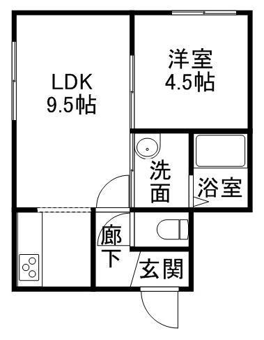 ホワイトヴィレッジ41(1DK/2階)の間取り写真