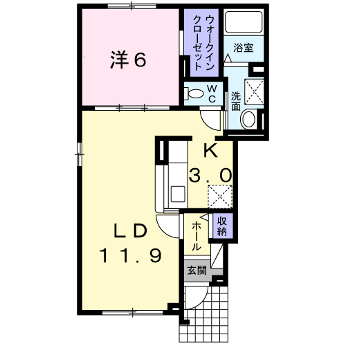 ヴューテラスⅡ(1LDK/1階)の間取り写真