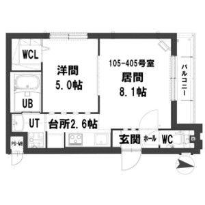 グランメール新道東駅I(1LDK/2階)の間取り写真