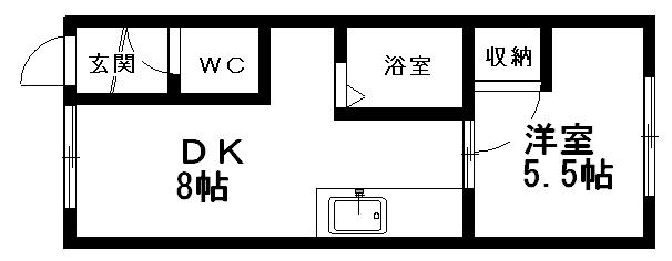 ルーベデンス新道東(1DK/3階)の間取り写真