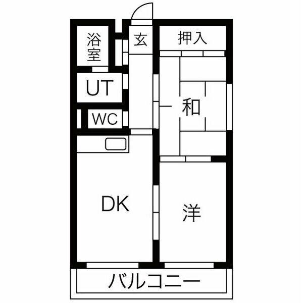 プラチナマンション北21条(2DK/4階)の間取り写真
