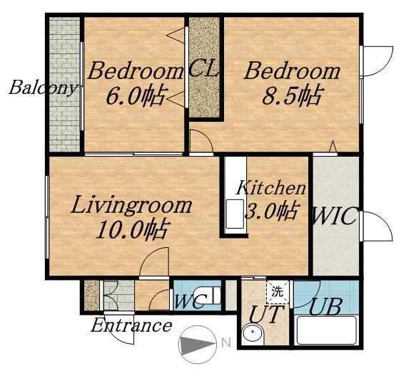 ディチャタウンA1(2LDK/1階)の間取り写真