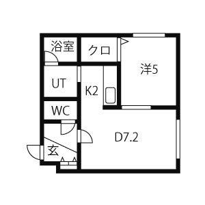 ブランノワール東区役所(1DK/4階)の間取り写真