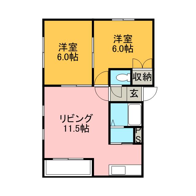 ルミエール麻布(2LDK/2階)の間取り写真