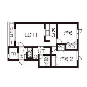 ローベン屯田(2LDK/3階)の間取り写真