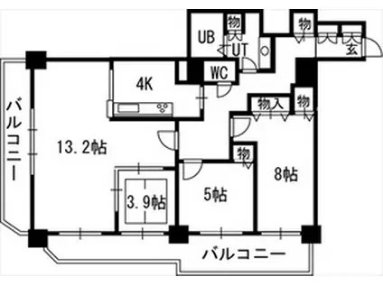 知事公館前タワーレジデンス(3LDK/11階)の間取り写真