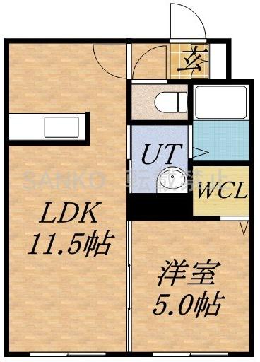 ポラリス元町(1LDK/4階)の間取り写真
