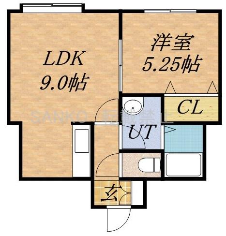ブルークリスタル66(1LDK/2階)の間取り写真