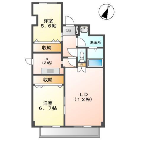 コンフォース杜(2LDK/5階)の間取り写真