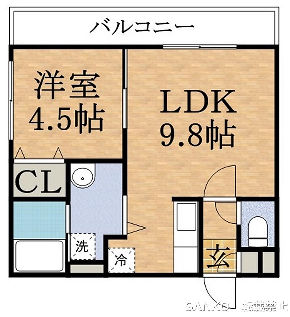 SAQRAS(1LDK/1階)の間取り写真