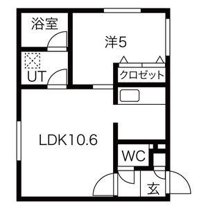 ブロッサム琴似(1LDK/3階)の間取り写真