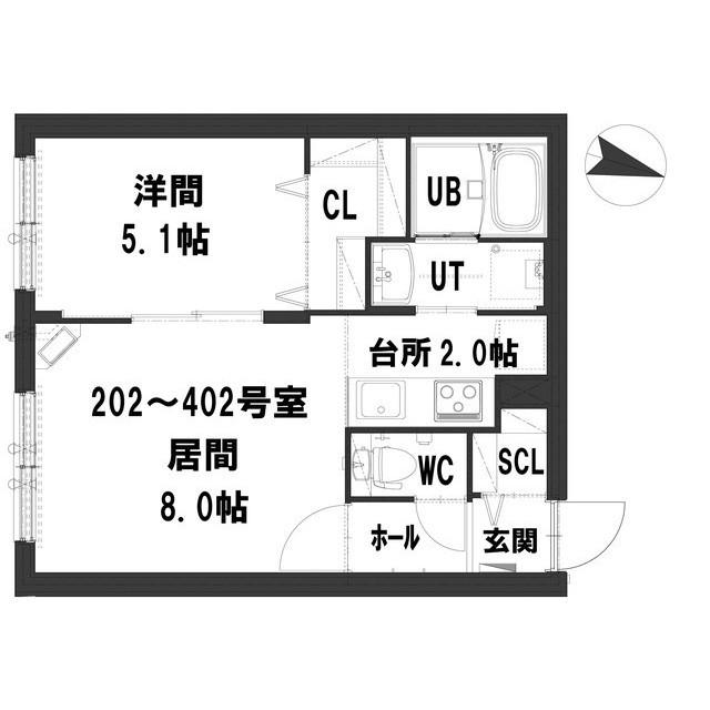 SUN LIBRE(1LDK/4階)の間取り写真