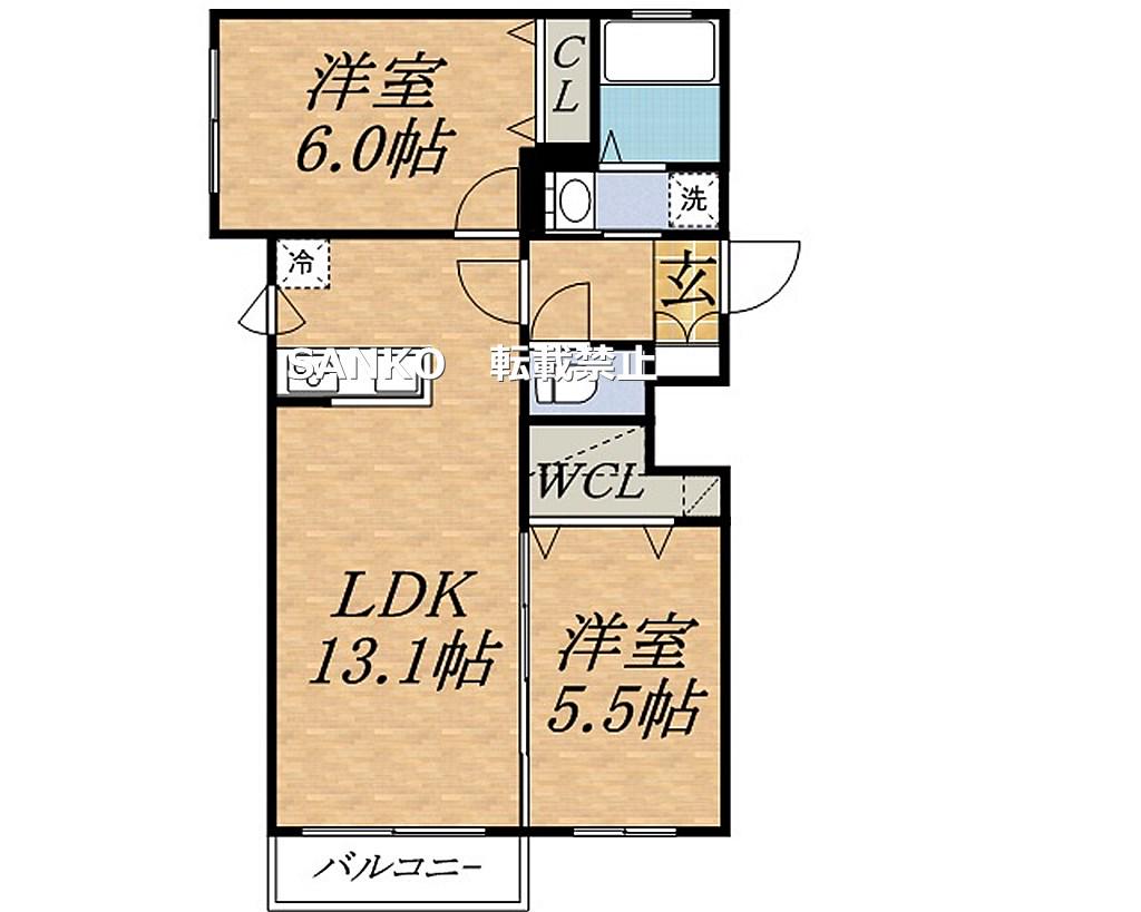 ANOTHERSKY発寒(2LDK/3階)の間取り写真