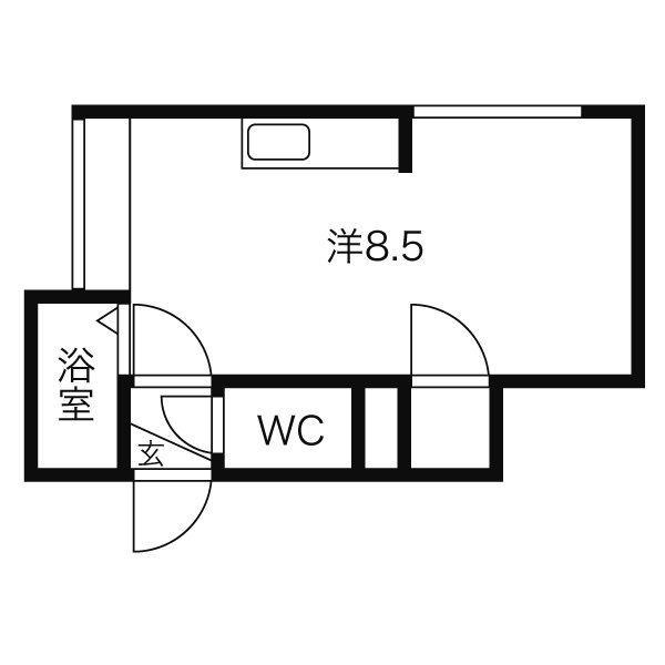 オプスパークサイド(ワンルーム/2階)の間取り写真