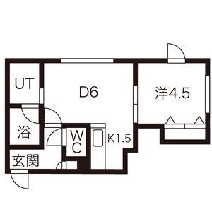レジスタN23(1DK/2階)の間取り写真