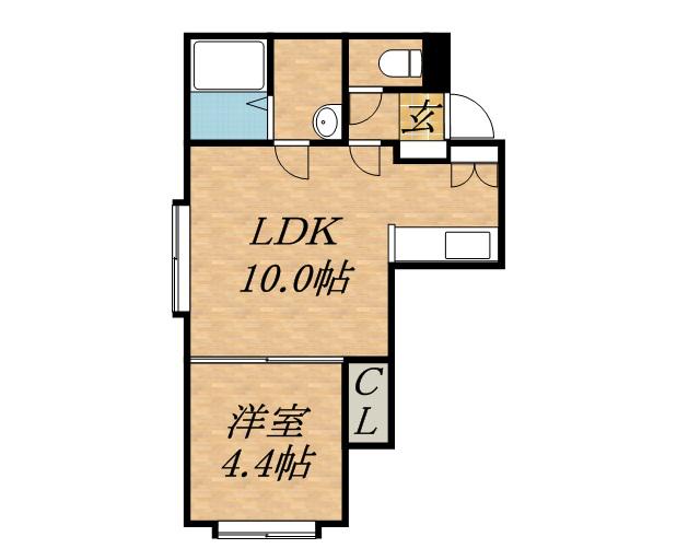 レユシール北25(1LDK/2階)の間取り写真