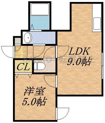 LATTE(1LDK/1階)の間取り写真