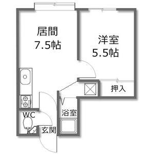 ルナフラッツ(1DK/1階)の間取り写真