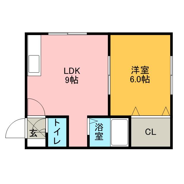 ローヤルハイツN15(1DK/2階)の間取り写真