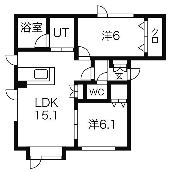 グランメールB(2LDK/1階)の間取り写真