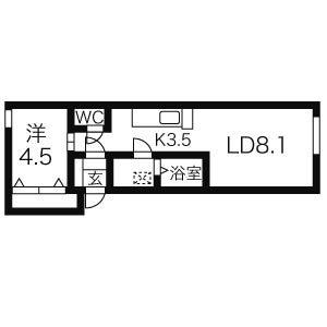 カーサグロリア(1LDK/4階)の間取り写真