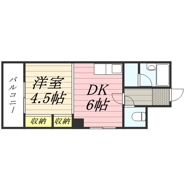 第53松井ビル(1DK/6階)の間取り写真