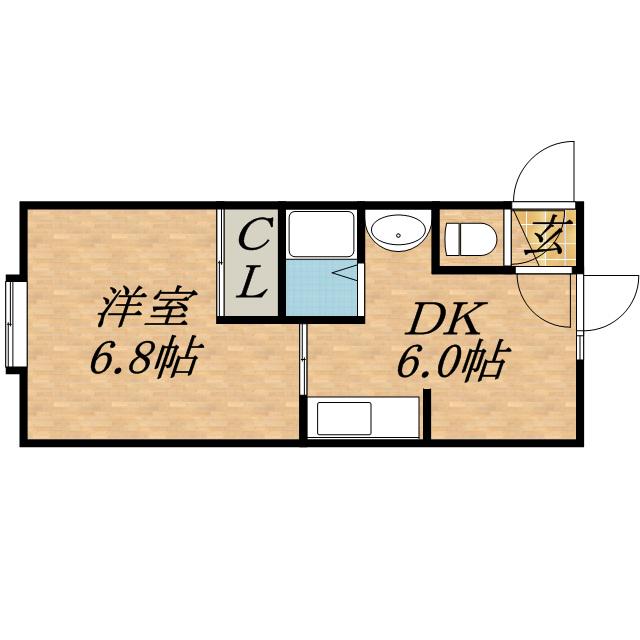 ノースピュア(1DK/2階)の間取り写真