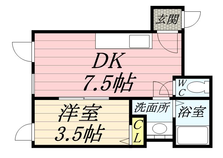 アーバンライフ琴似(1DK/1階)の間取り写真