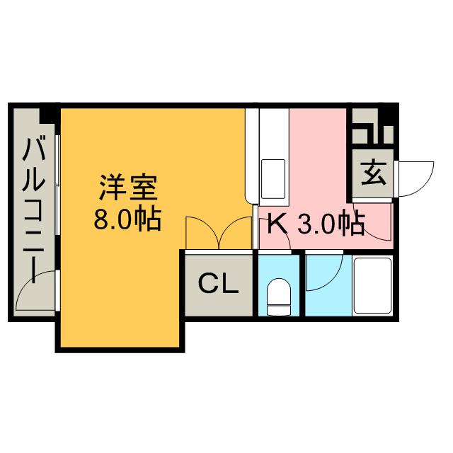 KOYAS Ⅵ(1K/8階)の間取り写真