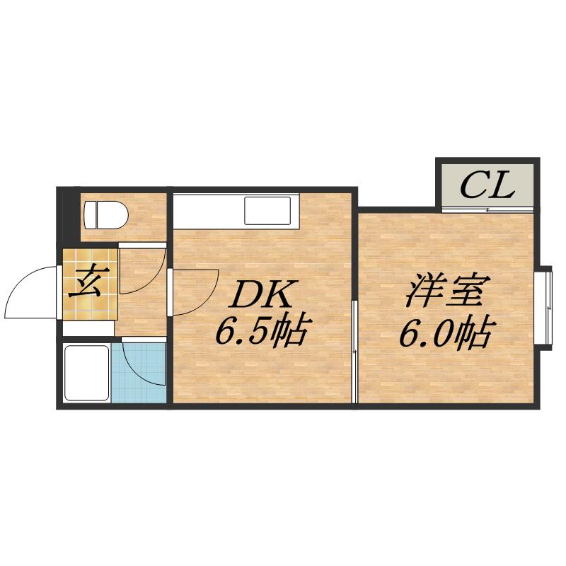 グランドビル(1DK/2階)の間取り写真